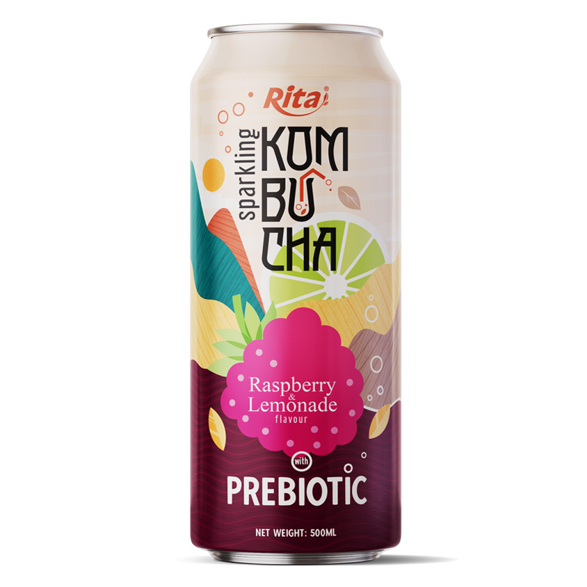 Rita Sparkling Kombucha Raspberry and Lemonade Flavour with Prebiotic 500ml Can
